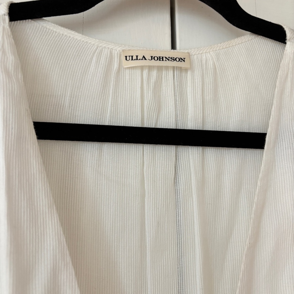 Ulla Johnson Sheila Dress White Lace Sleeve Embroider Midi Revolve Size 8 Medium - Picture 7 of 16